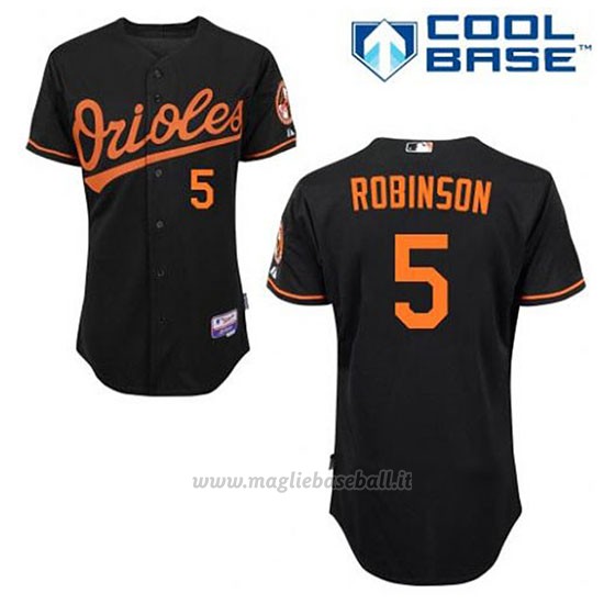 Maglia Baseball Uomo Baltimore Orioles 5 Brooks Robinson Nero Alterner Cool Base